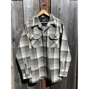 Pendleton Wool Camp Collar Board Shirt Grey/White/Yellow S
